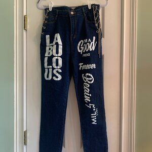 Chicme XL Jeans with Grometted side chains
